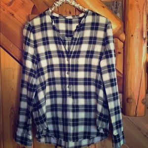 Raquel Allegra plaid tunic blouse size M